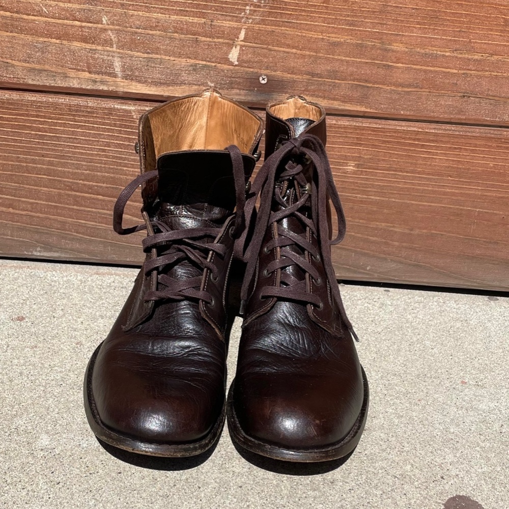 John Varvatos Brown Leather Fashion Boots "Handmade in Italy"